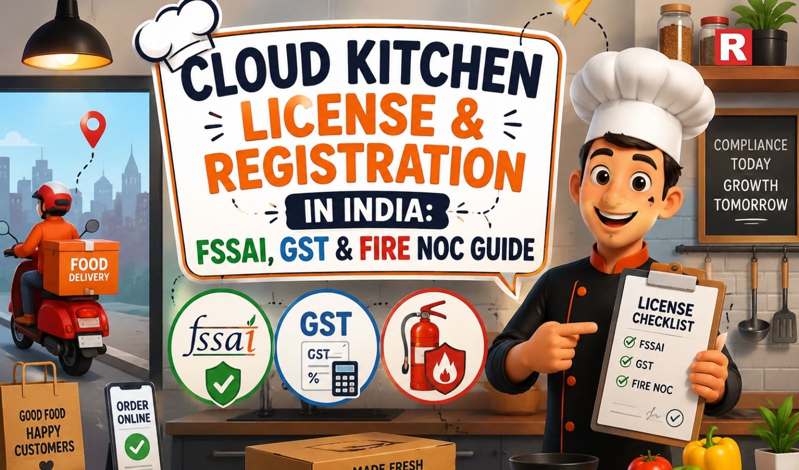 Cloud Kitchen License & Registration in India: FSSAI, GST & Fire NOC Guide