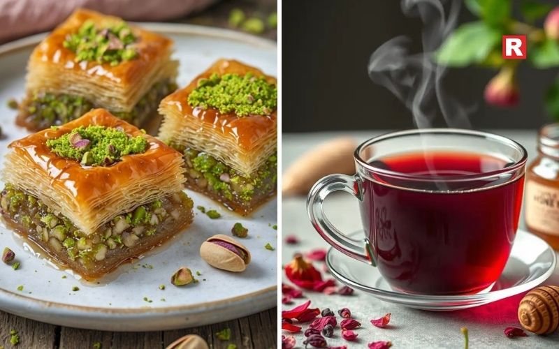 10. Rose Tea with Pistachio Baklava  