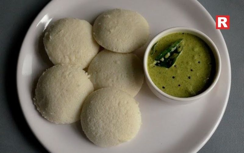 13. Steamed Idli with Mint Chutney