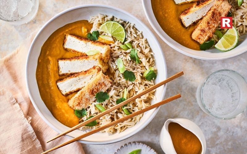 2. Japanese Katsu Tofu Curry With Caribbean Spice Blend
