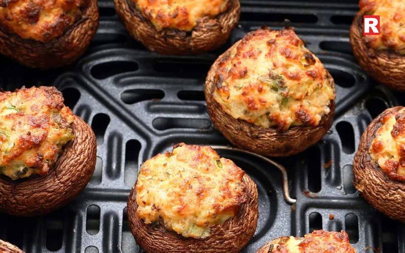 Air Fryer Stuffed Mushrooms on Toast