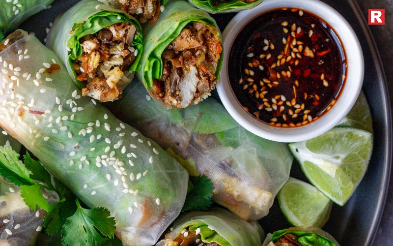 Asian-Style Chicken Lettuce Wraps in Rice Paper