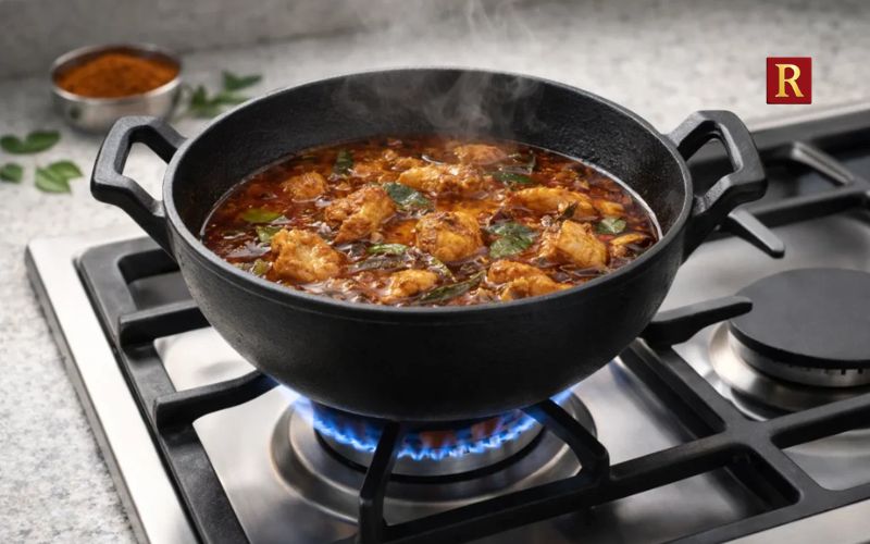 Chicken Curry Develops Better Flavour in Heavy Cast Iron Pots