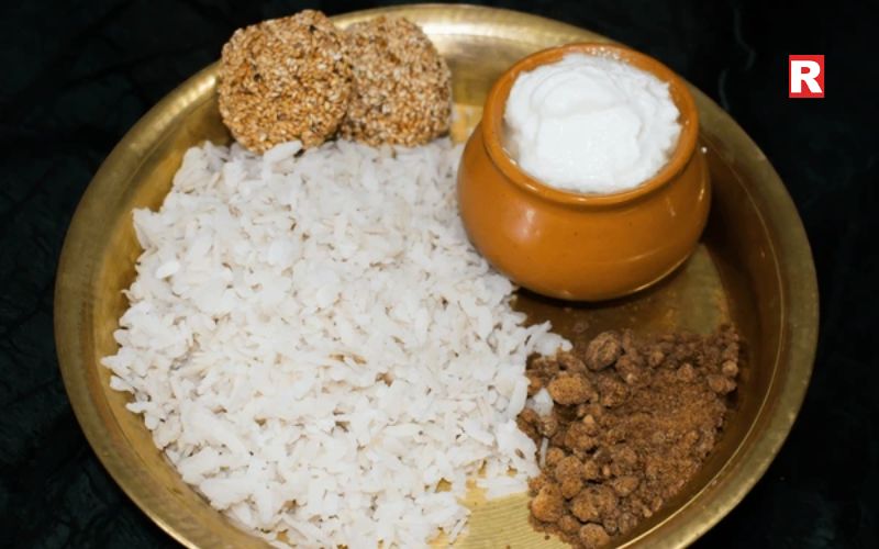 Chira with Curd and Jaggery