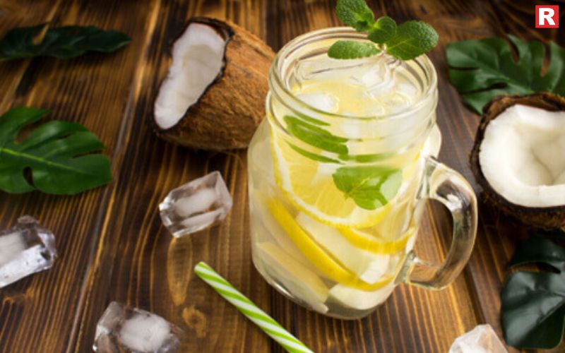 Coconut Water with Mint and Basil