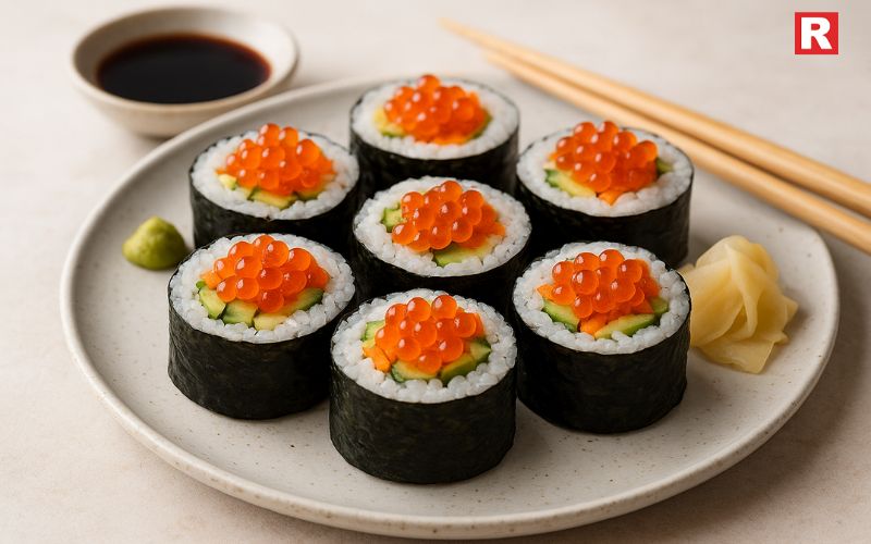 Vegan Sushi Rolls with Veggie Caviar