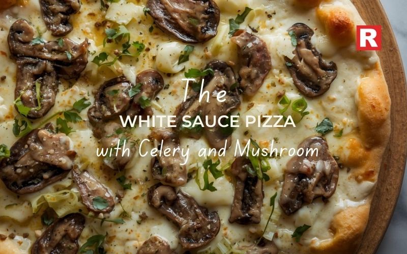 10. The White Sauce Pizza with Celery and Mushroom